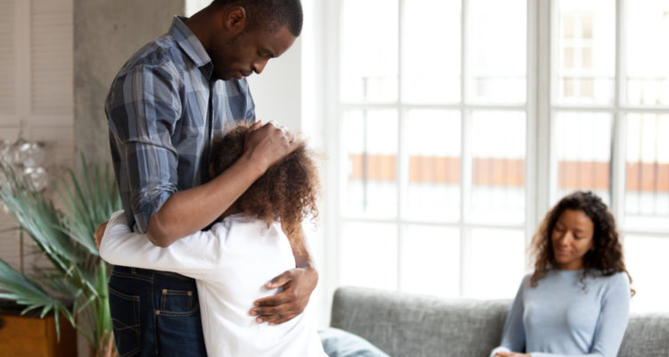 dad, hugging, daughter, separation, anxiety